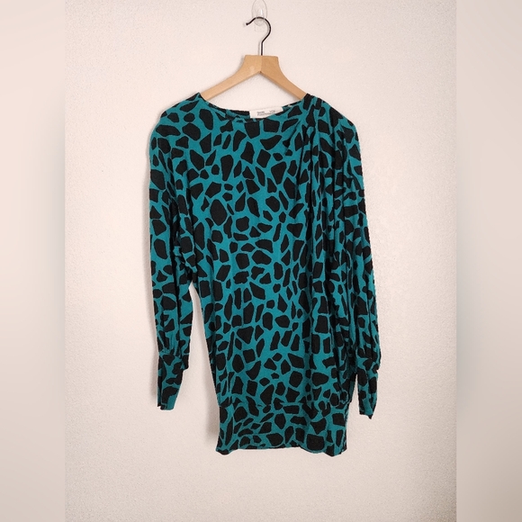 Diane Von Furstenberg Reese Oversized Gathered Giraffe Jersey Mini XS Dress - Picture 1 of 9